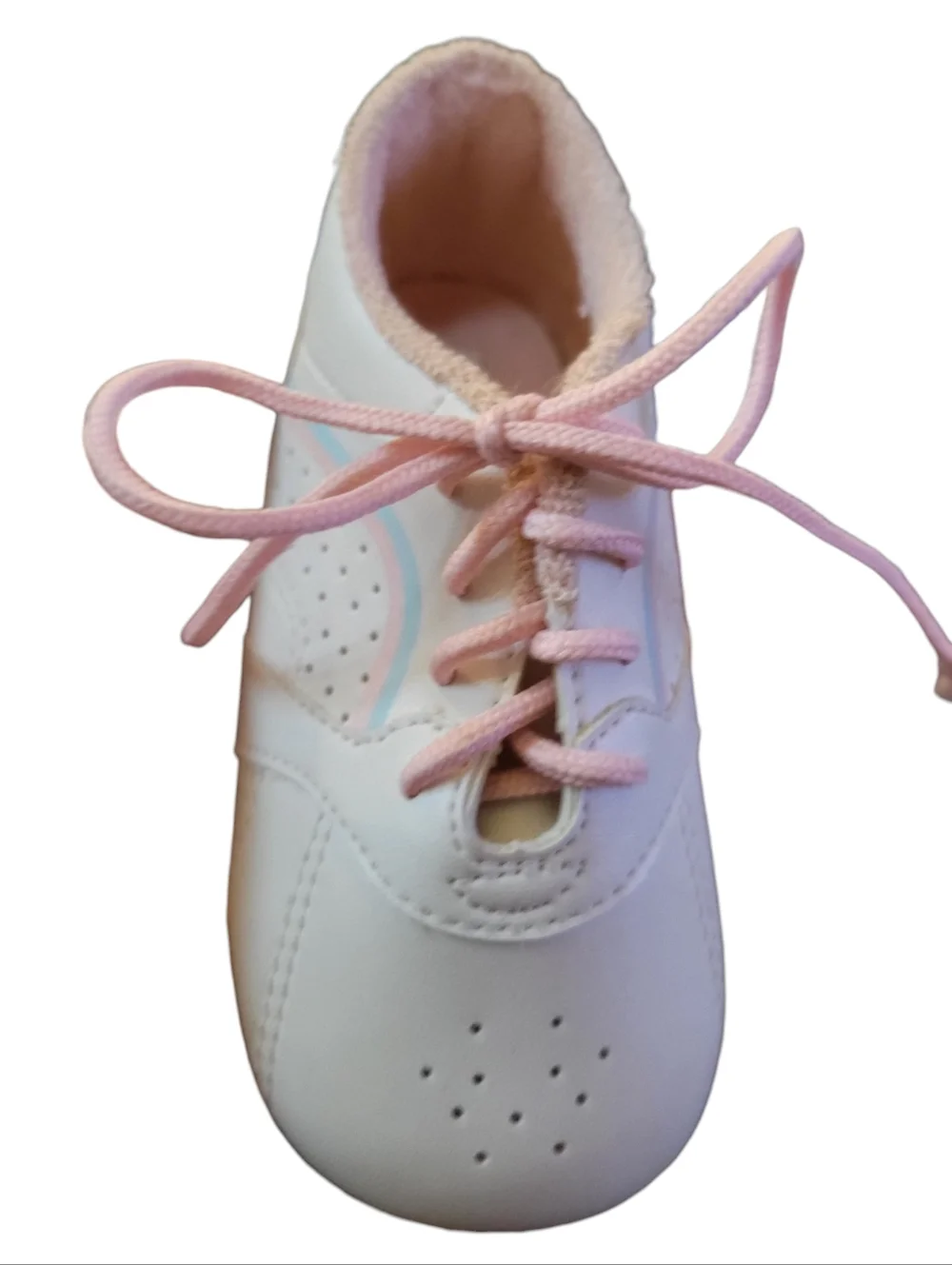 Pretzels Baby Sneakers White With Delicate Rainbows Infant Sz 3